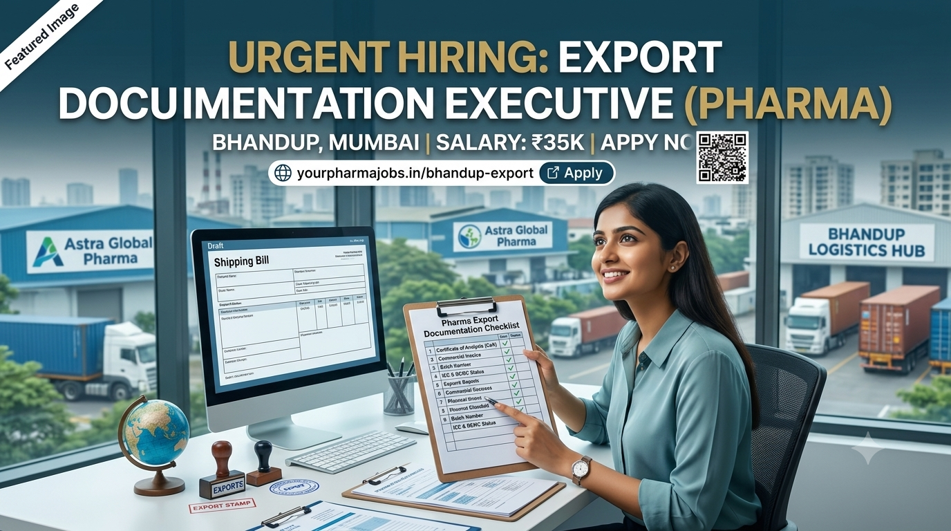Urgent Job Opening: Export Documentation Executive (Pharma) in Bhandup, Mumbai | Salary ₹35K